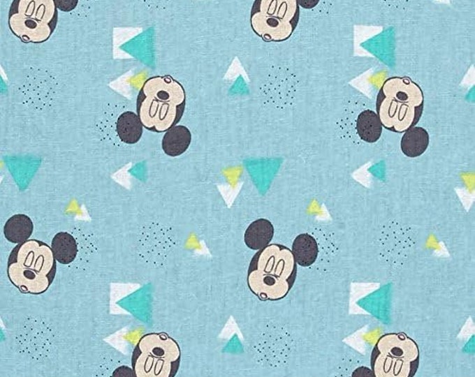 Springs Creative Disney Mickey Nursery Mickey Head Toss Light Blue Premium Quality 100% Cotton Fabric (SC1159)
