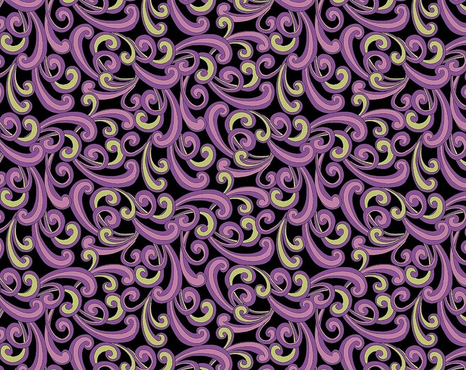 Quilting Treasures Echo Scroll, Black Premium Quality 100% Cotton Fabric (QT968)