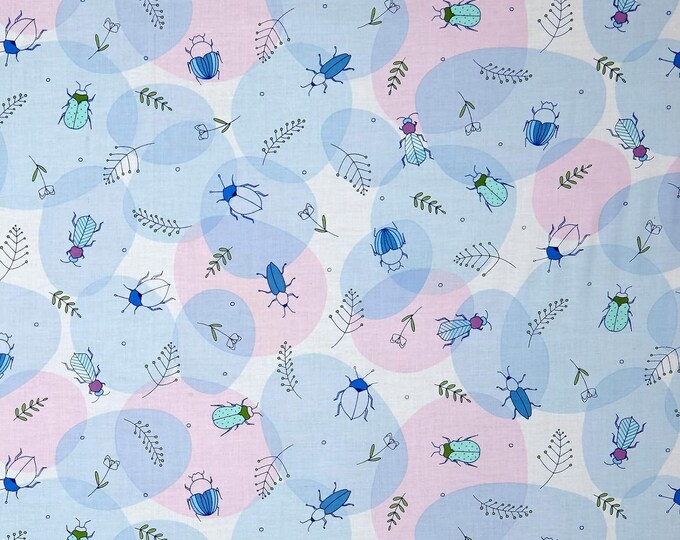 Quilting Treasures Bee Thalia Beetles Blue Premium Quality 100% Cotton Fabric (QT840)