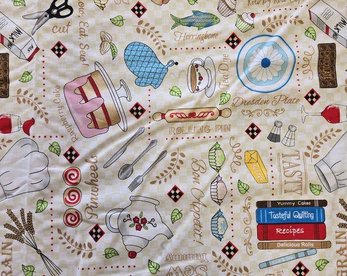Timeless Treasures Baking Utensils tossed Cooking Premium Quality 100% Cotton Fabric (TT802)