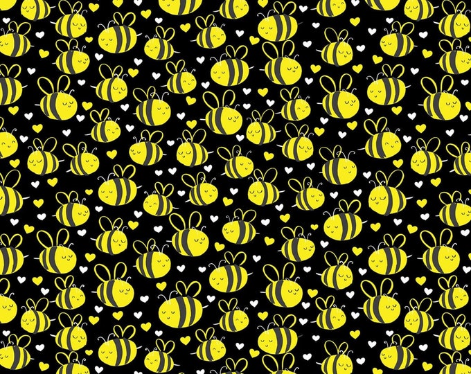 Timeless Treasures Bees in Black Premium Quality 100% Cotton Fabric (TT986KK)