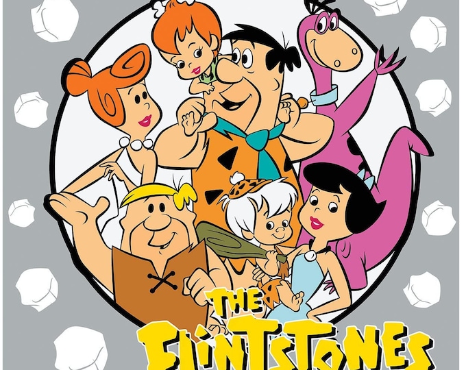 The Flintstones Prehistoric  35" Panel Camelot 100% Cotton fabric by the panel  (CA504)
