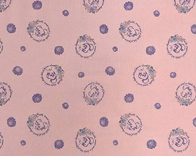 Camelot Fabrics Disney Tinker Bell Fairy Circles in Pink Premium Quality 100% Cotton Fabric (CA771KK)