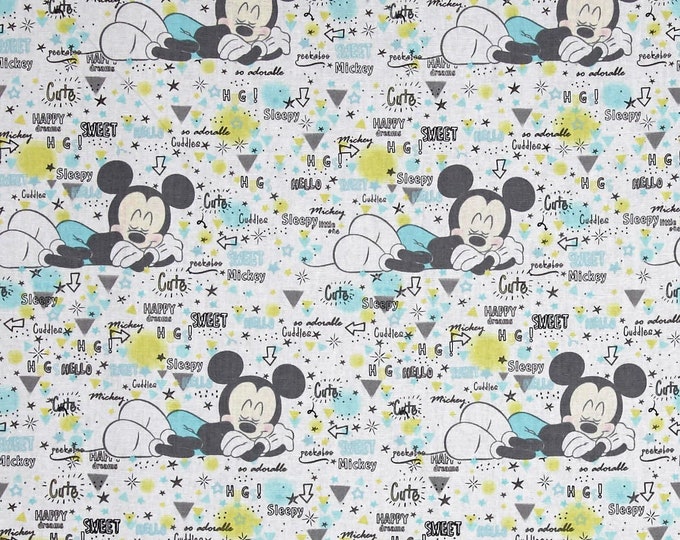Springs Creative Disney Mickey Nursery Peekaboo Mickey Multi Premium Quality 100% Cotton Fabric (SC1158)