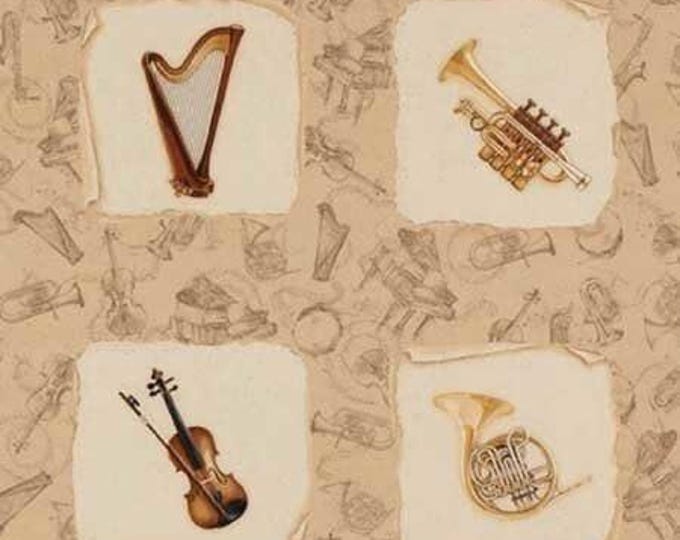 Timeless Treasures Novelty Musical Instruments Panel - 24, Premium Quality 100% Cotton Fabric by the Panel (TT813)