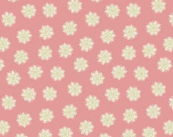 Lewis & Irene Sew Mindfull Floral Mandelas Flowers Peach Premium Quality 100% Cotton Fabric (M488)