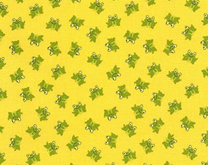 Timeless Treasures Outdoors Yellow Tossed Frogs Premium Quality 100% Cotton Fabric (TT491)