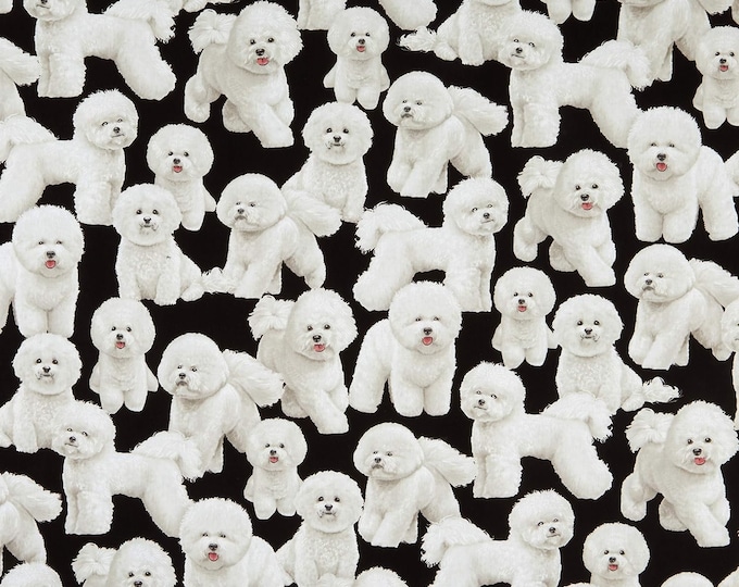 Timeless Treasures Pure Breeds Bichon Premium Quality 100% Cotton Fabric (TT1107)
