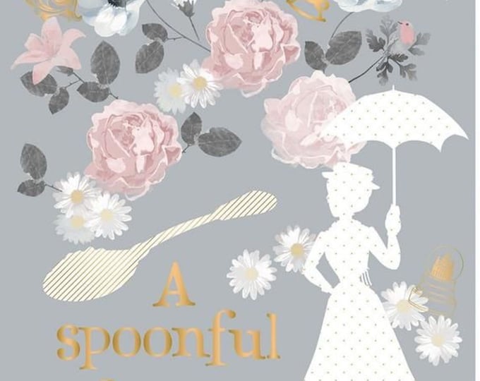Mary Poppins A Spoonful of Sugar Metallic  Panel 36"  Camelot fabrics 100% cotton 43" wide fabric Sold by the Panel (CA684KK)