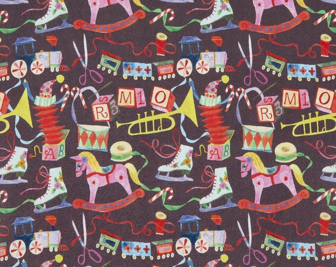 Springs Creative Christmas Presents and Toys Charcoal Grey Premium Quality 100% Cotton Fabric (SC1582KK)