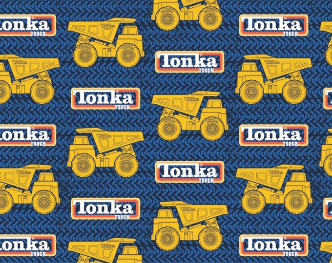 Camelot Fabrics Tonka Tracks and Trucks Blue Quality 100% Cotton Fabric (CA1403KK)
