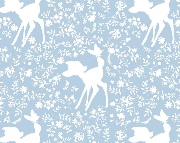 Camelot Fabrics Disney Bambi Fabric Silhouette in Blue Premium Quality 100% Cotton Fabric (CA291)