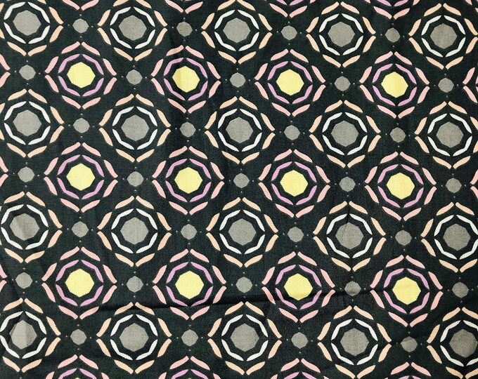 Camelot Fabrics Little Bird Emilia Medallion Dark Grey Premium Quality 100% Cotton Fabric (CA659)