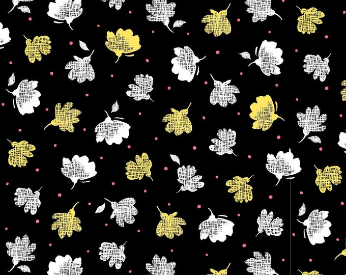 Quilting Treasures Nadine Tossed Floral Black Premium Quality 100% Cotton Fabric (QT1206KK)