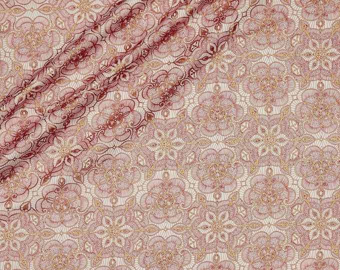 Quilting Treasures Basics Leaf Vine Blender Metallic Cream/Gold (NOT ACTUAL LACE) Premium Quality 100% Cotton Fabric (QT948)