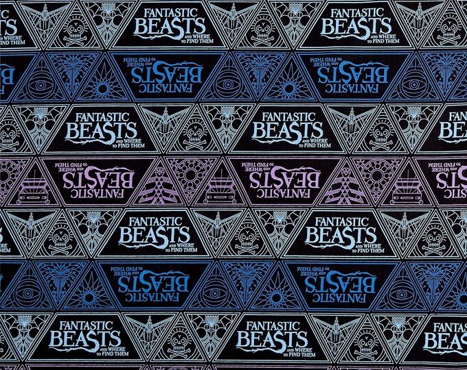 Camelot Fabrics Wizarding World Fantastic Beasts Triangle Gradient in Blue Premium Quality 100% Cotton Fabric (CA1103)