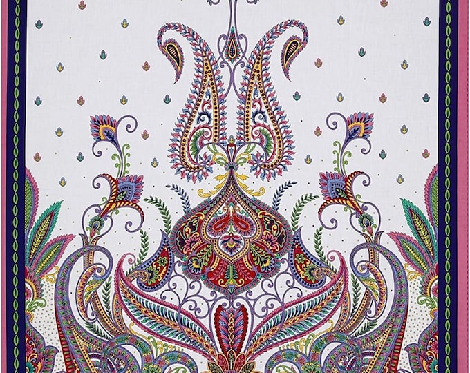 Quilting Treasures Imperial Paisley 24in Panel Multi, Gold/Red/Black Premium Quality 100% Cotton Fabric by the Panel (QT1042)