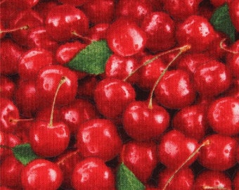 Elizabeth's Studio Food Festival Packed Cherries Red Premium Quality 100% Cotton Fabric (ES365)