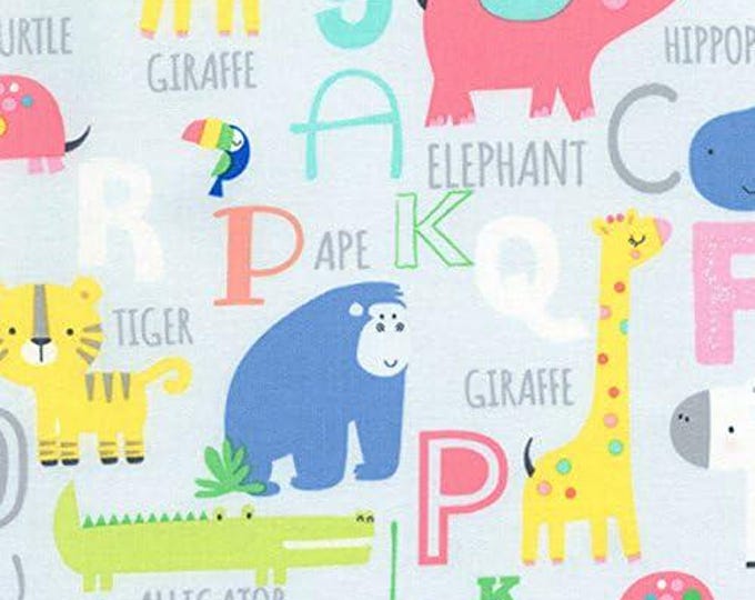 Timeless Treasures Grey Animal Alphabet Premium Quality 100% Cotton Fabric (TT731)