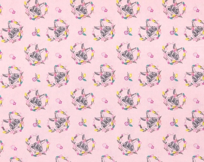 Camelot Fabrics Disney Dress to Impress Bunny Floral Heart Pink Premium Quality 100% Cotton Fabric (CA121KK)