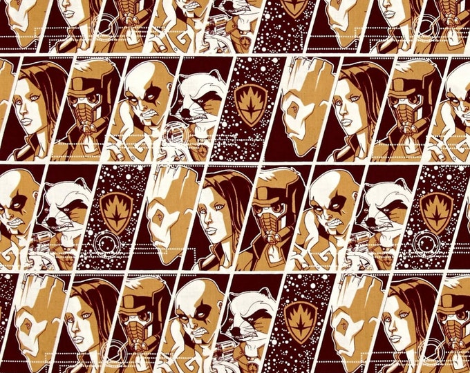 Camelot Fabrics Marvel Guardians of The Galaxy Slanted Frames Bordeaux Premium Quality 100% Cotton Fabric (CA278)