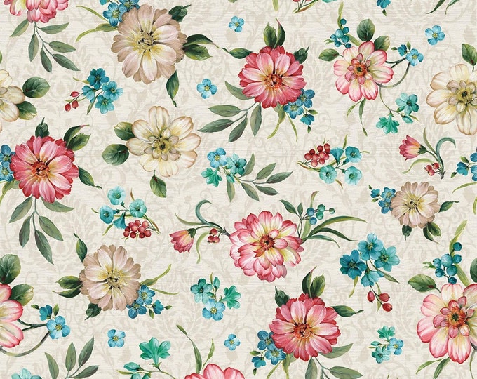 David Textiles Peacock Florals Premium Quality 100% Cotton Fabric (DA202KK)