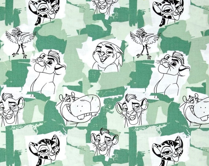 Camelot Fabrics Disney The Lion Guard Team Roar Green Premium Quality 100% Cotton Fabric (CA383)
