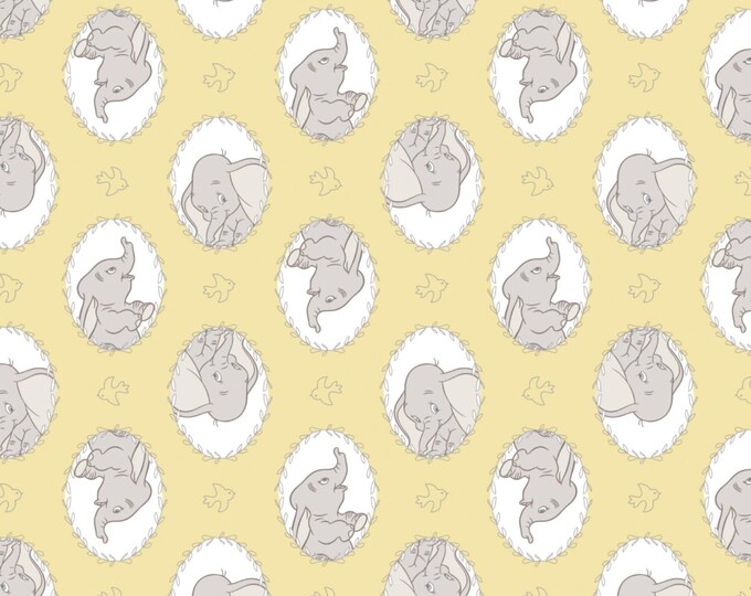 Camelot Fabrics Disney Dumbo Frames in Lemonade Premium Quality 100% Cotton Fabric (CA809)