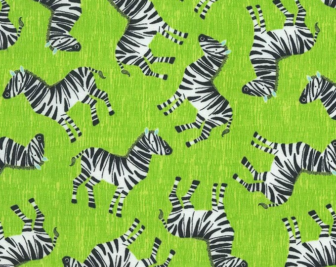 Timeless Treasures Jungle Boogie Tossed Zebra Lime Premium Quality 100% Cotton Fabric (TT696)