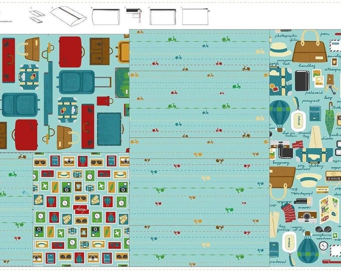 Stof Fabrics Slow Travel Pattern Bags 23x43 Panel Premium Quality 100% Cotton Fabric by the Panel (BQ17)