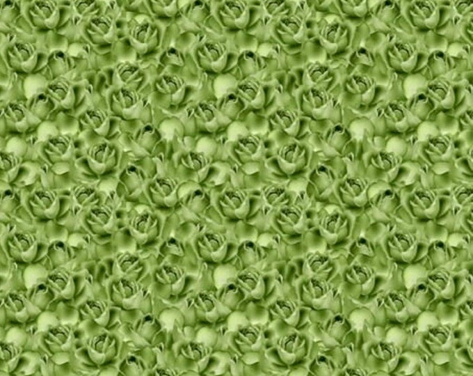 David Textiles Wild Rose Petals Packed Green Premium Quality 100% Cotton Fabric (DA145)
