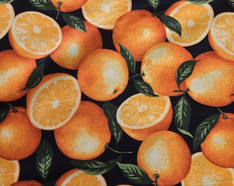 Timeless Treasures Oranges Tossed in Black Premium Quality 100% Cotton Fabric (TT805)
