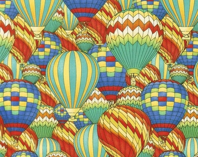 Veedaf Hot Air Balloon Fabric - Adventure Awaits Packed Premium Quality 100% Cotton Fabric (M613)
