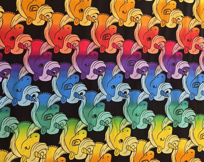 Timeless Treasures Multi Colored Unicorn Heads Tossed Expressions Premium Quality 100% Cotton Fabric (TT782)