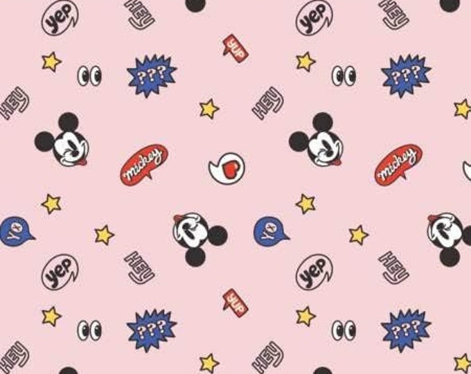 Camelot Fabrics Disney Mickey Tiny Interactions Light Pink Premium Quality 100% Cotton Fabric (CA208KK)