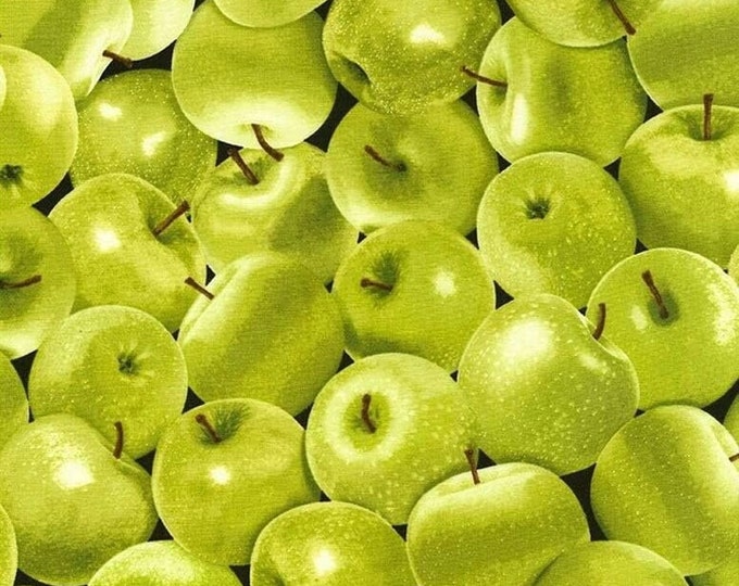 Timeless Treasures Veedaf Food Fabric Packed Green Apples Premium Quality 100% Cotton Fabric (TT769)