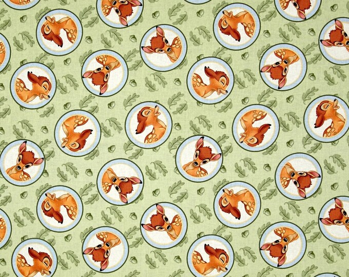 Springs Creative E. E. Schenck Disney Bambi Badge Green Premium Quality 100% Cotton Fabric (SC1000)