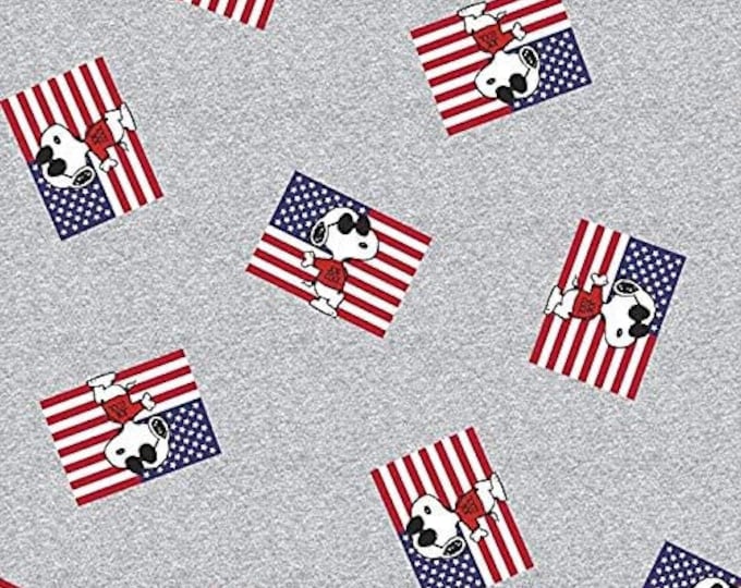 Springs Creative Snoopy As Joe Cool Light Grey Patriotic Premium Quality 100% Cotton Fabric (SC1238KK)