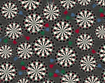 Windham Fabrics Man Cave Dart Boards Charcoal Premium Quality 100% Cotton Fabric (M22XX)