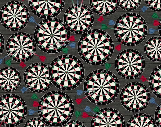 Windham Fabrics Man Cave Dart Boards Charcoal Premium Quality 100% Cotton Fabric (M22XX)