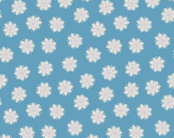 Lewis & Irene Sew Mindfull Floral Mandelas Flowers Blue Premium Quality 100% Cotton Fabric (M489)