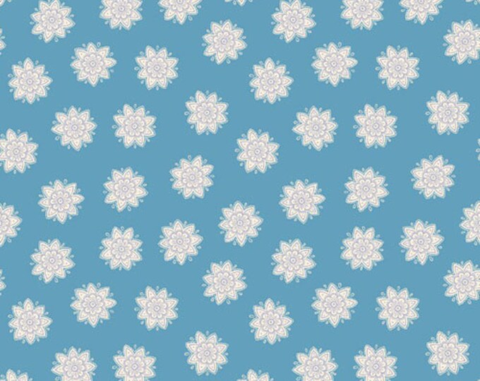 Lewis & Irene Sew Mindfull Floral Mandelas Flowers Blue Premium Quality 100% Cotton Fabric (M489)