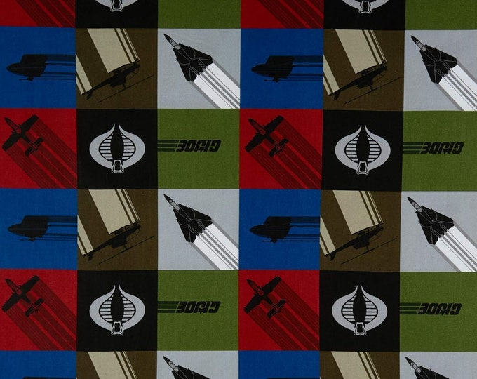 Camelot Fabrics Adventure GI Joe Block Premium Quality 100% Cotton Fabric (CA959KK)
