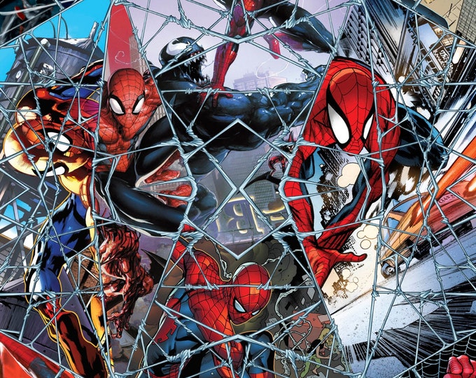Springs Creative Marvel Avengers Spider-Man Comic Web Mosaic Digital Premium Quality 100% Cotton Fabric (SC1564KK)