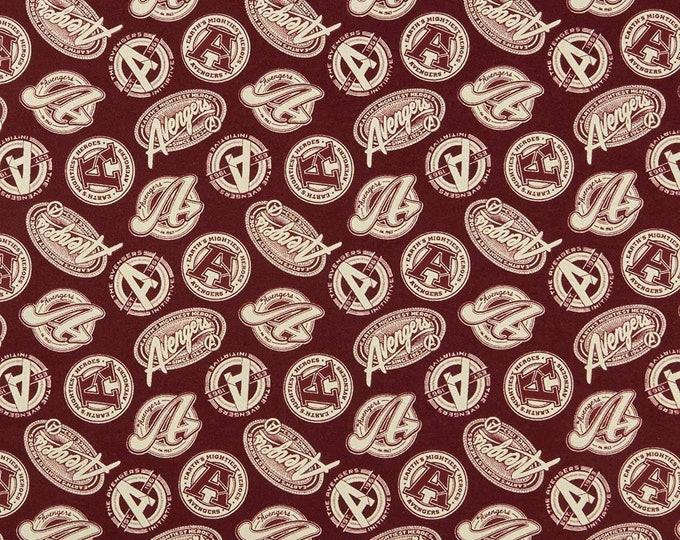 Camelot Fabrics Avengers - Tossed Logos Premium Quality 100% Cotton Fabric (CA1266KK)