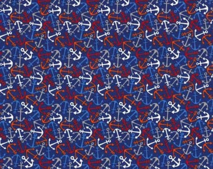 Anchors in Navy Blue Premium Quality 100% Cotton Fabric (M651)