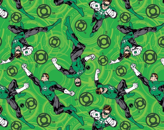 Camelot Fabrics Green Lantern Core Energy Light Green Premium Quality 100% Cotton Fabric (CA1435KK)