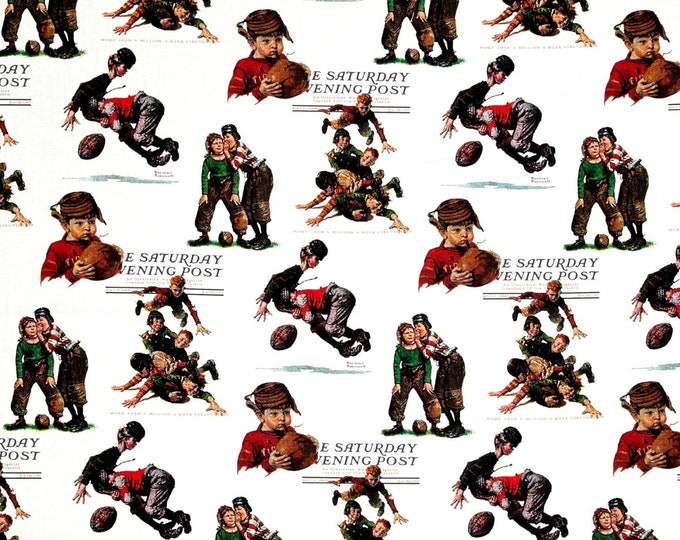 Springs Creative Saturday Evening Post Football Boys Multi Premium Quality 100% Cotton Fabric (SC1102)