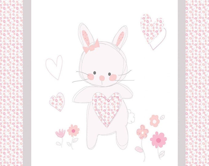 Bunny love Panel 36"  Springs Creative 100% cotton 43" wide fabric Sold by the Panel (SC20AA)