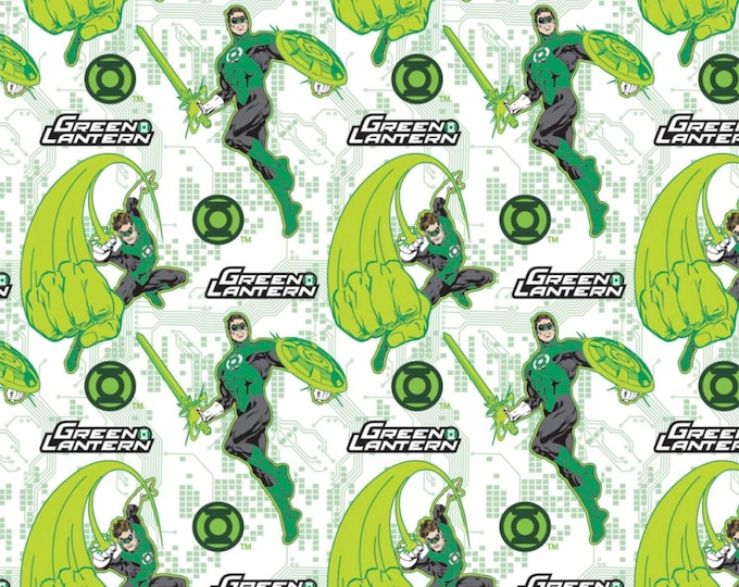 Camelot Fabrics Green Lantern Fear Nothing White Premium Quality 100% Cotton Fabric (CA1433KK)